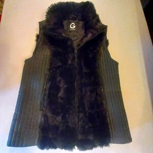 G by GUESS faux fur trimmed fitted vest  XL